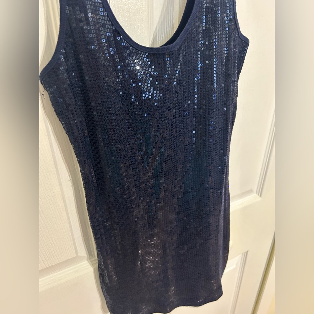 Express Navy Blue Sequin Tank Top Small